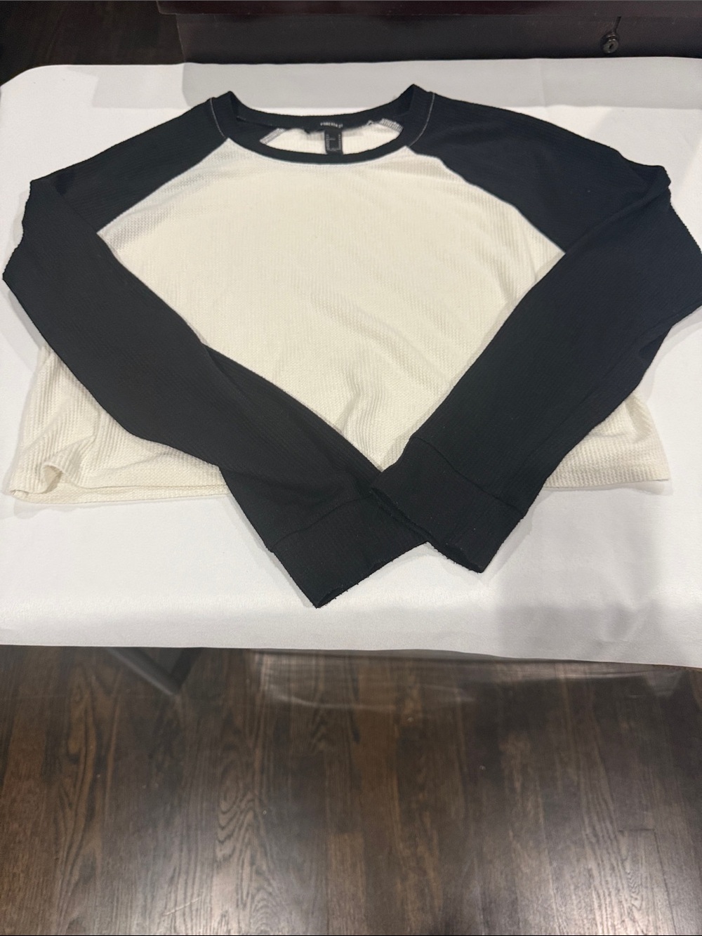 Forever 21 Black & White Raglan Long-Sleeve Tee
